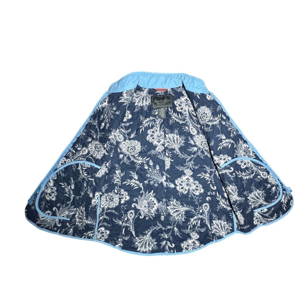 Van Heusen Preppy Quilted Full Zip Vest Sky Blue Floral Lining Womens Size Small - Picture 6 of 8